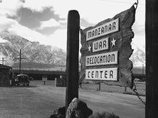 Ansel Adams, “Entrance to Manzanar,” 1943 [detail]. Gelatin silver print (printed 1984). Private collection; courtesy of Photographic Traveling Exhibitions.
