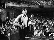 Rock promoter Bill Graham onstage before the final concert at Fillmore East.