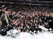 The L.A. Kings celebrate their first Stanley Cup