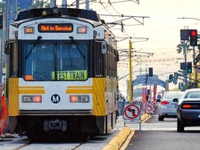 Metro Expo Line test train at 4th Street and Colorado Avenue in Santa Monica