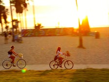 Biking Venice Beach at sunset