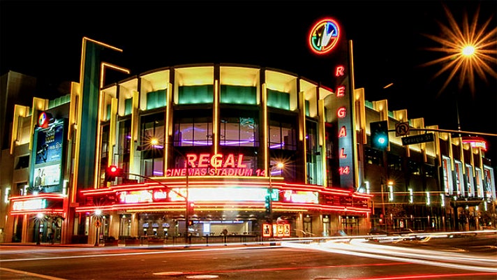 Regal Cinemas L.A. LIVE at night