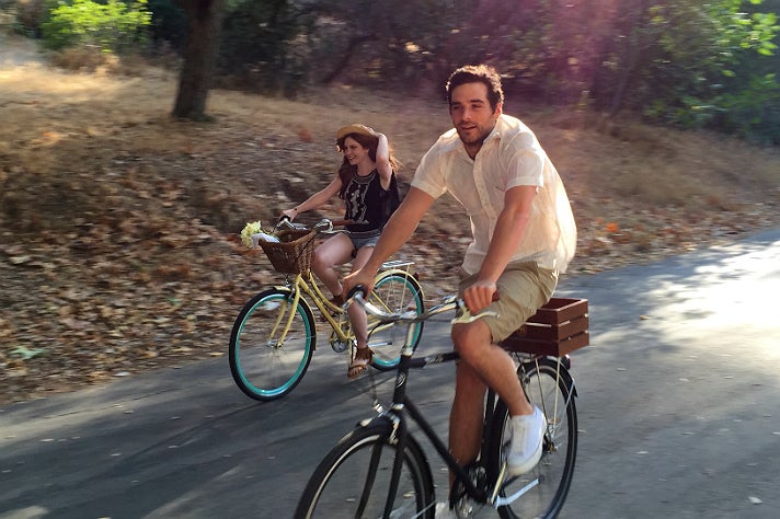 Biking on Crystal Springs Drive in Griffith Park