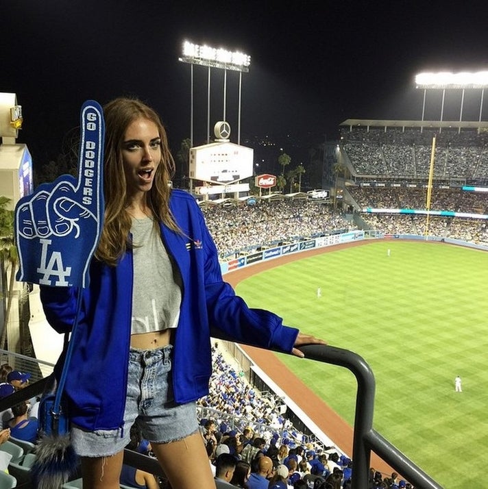 Chiara Ferragni at an L.A. Dodgers Game