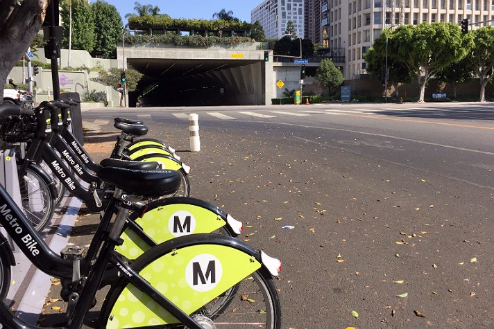 Metro Bike Share Station at 2nd Street & Figueroa