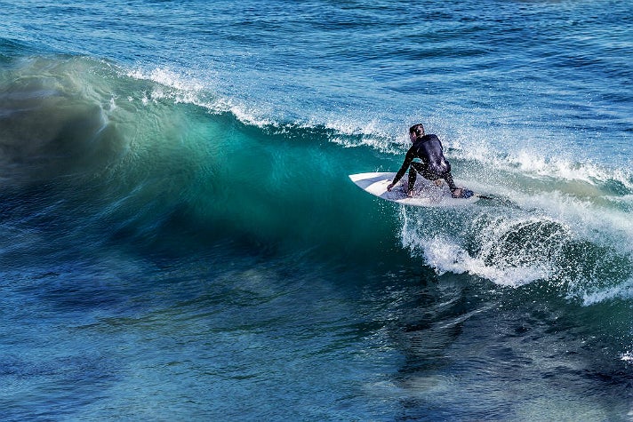 Surfer at Surfrider Beach in Malibu