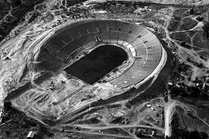 Rose Bowl Stadium under construction in 1921