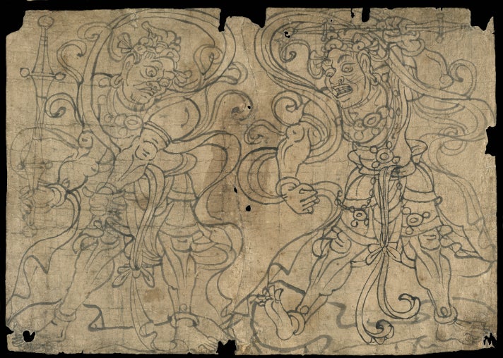 Sketches of Vajra Deities from "Cave Temples of Dunhuang" at Getty Center