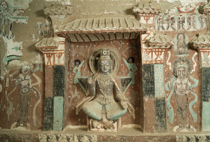 Cave 275, statue of Maitreya, from "Caves of Dunhuang" at the Getty Center