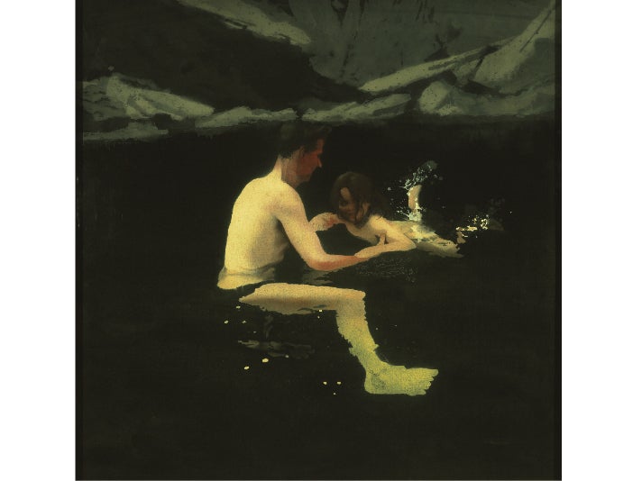 "Melanie and Me Swimming," 1978–79, Michael Andrews at the Getty Center
