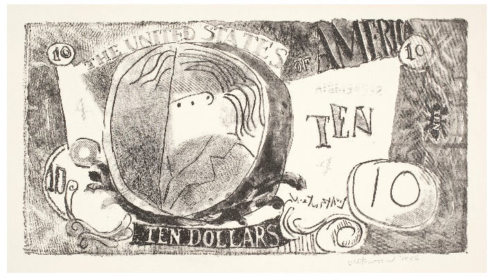 Roy Lichtenstein, "Ten Dollar Bill (Ten Dollars)," at Skirball Cultural Center