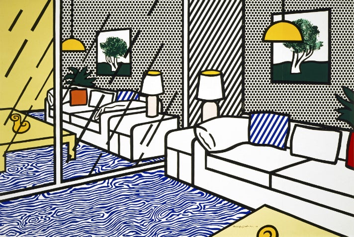 Roy Lichtenstein, "Wallpaper with Blue Floor Interior," 1992