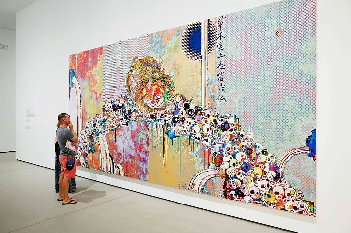 Takashi Murakami, "Of Chinese Lions, Peonies, Skulls, and Fountains" (2011) at The Broad