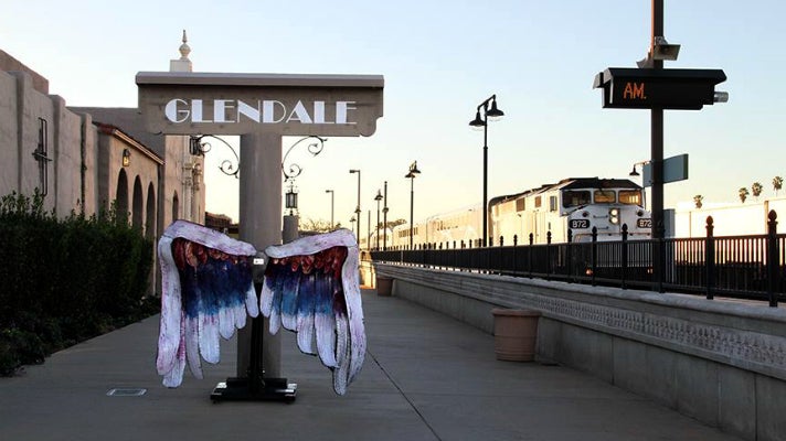 Angel wings installation at Glendale Transportation Center