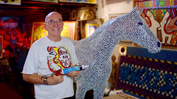 Andre Miripolsky in his studio with “Prickles”