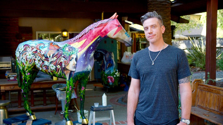 Clinton Bopp at his studio with "Stardust"