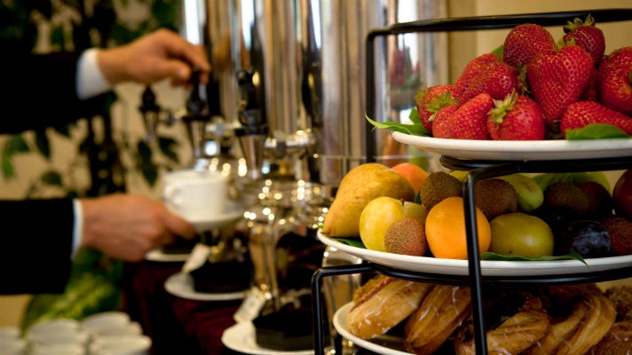 Coffee and fruit at Hilton Los Angeles/Universal City meeting