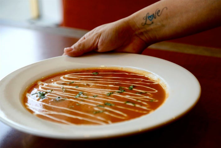 Roasted tomato soup at Homegirl Café
