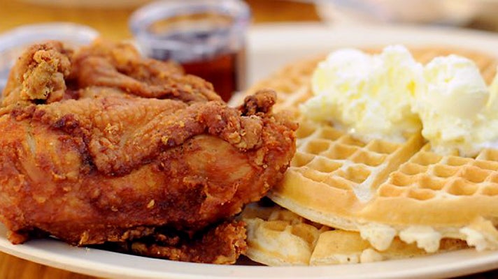 Chicken and waffles at Roscoe's