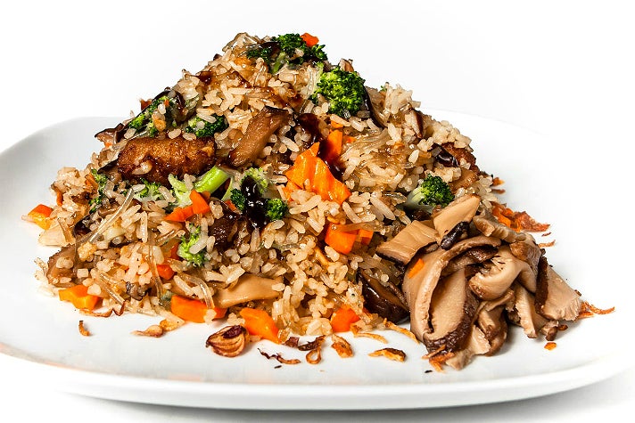 Steamed rice with mushrooms at Vinh Loi Tofu