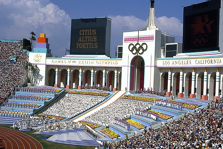 Opening ceremony of the 1984 Summer Olympic Games at the L.A. Coliseum