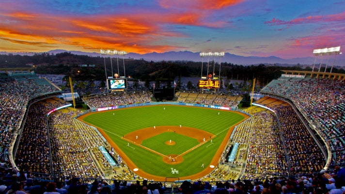 Dodger Stadium at sunset