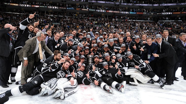 The L.A. Kings celebrate their first Stanley Cup