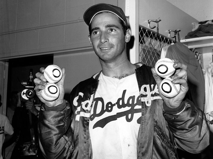 Sandy Koufax after pitching a perfect game, his fourth career no-hitter, on Sept. 9th, 1965