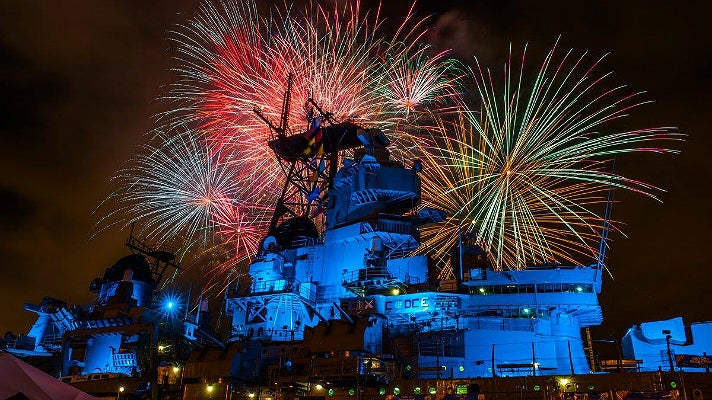 Fireworks at Battleship IOWA during L.A. Fleet Week
