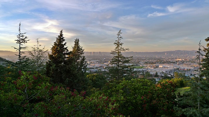 Sunset view, looking north from Kenneth Hahn State Recreation Area