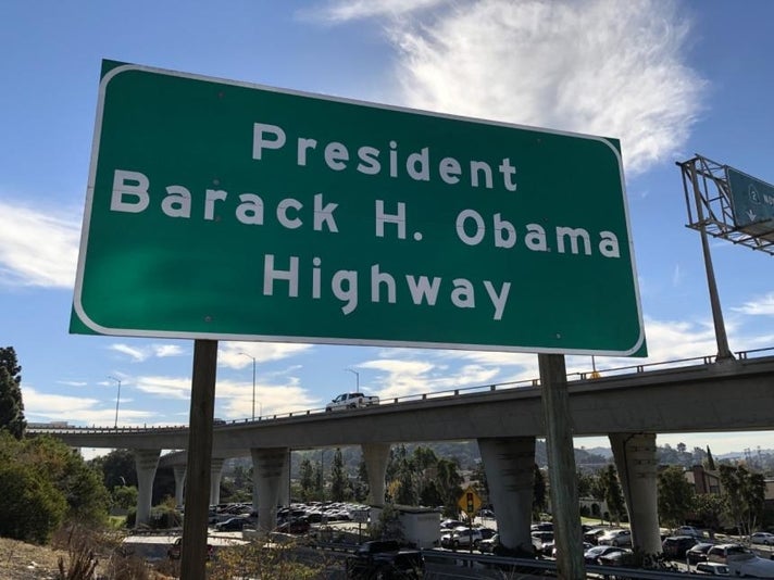 Barack H. Obama Highway sign