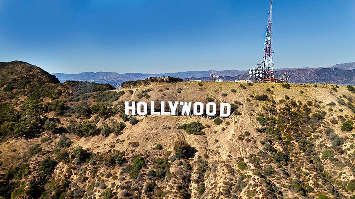 Hollywood Sign viewed from a helicopter