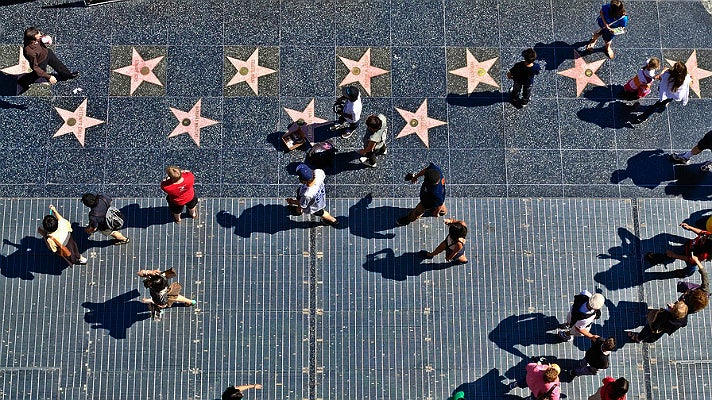 Hollywood Walk of Fame viewed from above