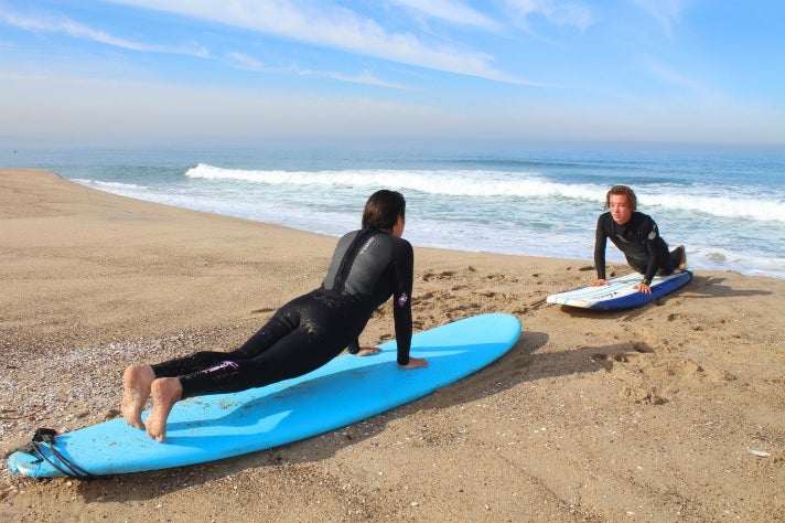 Surf lesson at El Porto in Manhattan Beach