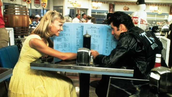 Sandy and Danny at the Frosty Palace in "Grease"