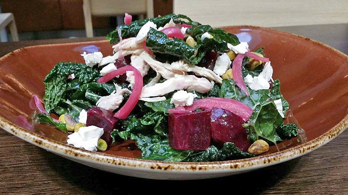 Roasted chicken beet salad at Ford’s Filling Station LAX