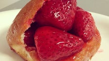 Strawberry stuffed donut at The Donut Man