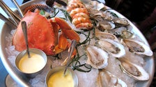 Dungeness crab, shrimp, and oysters at Fishing With Dynamite