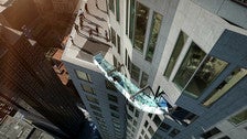 Overhead view of the Skyslide at OUE Skyspace LA