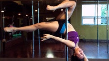 Pole dancer at Evolve Dance Studio