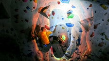 Headlamp climbing at Stronghold Climbing Gym