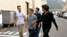 The &quot;Entourage&quot; guys walk through the backlot of Warner Bros. Studios.