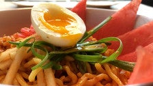 Spicy Korean cold noodles at Button Mash