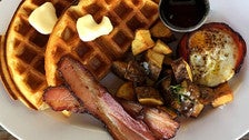 Waffle Platter at Chimney Coffee House