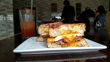 French toast breakfast sandwich at Eagle Rock Brewery Public House