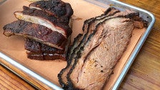 Pork spare ribs and brisket at Horse Thief BBQ