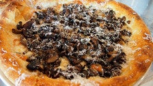 Mushroom pizza at Milo and Olive