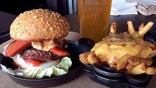 Tommy Lasorda Burger with Beast Fries at Plan Check Fairfax