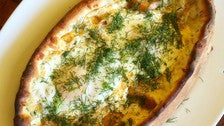 Salmon khachapuri at Rico&#039;s Pizza