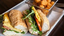 Egg &amp; Cheese po’boy with tater tots at the Royal Hollywood